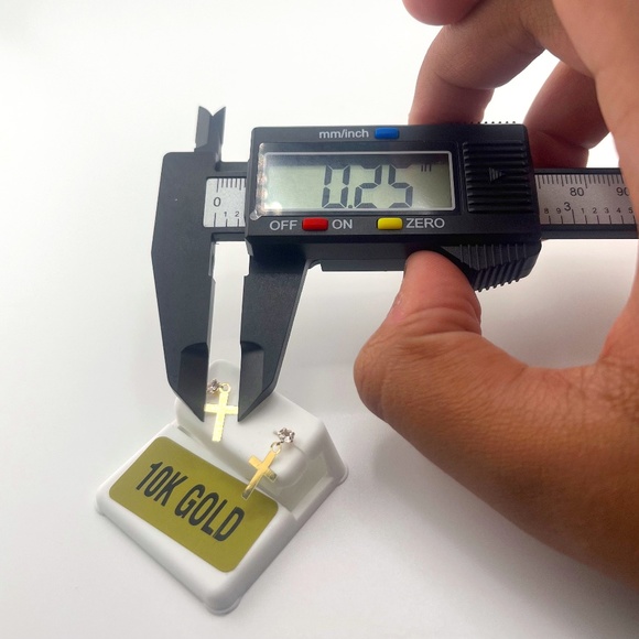 10k Solid Dangling cross Dainty elegant cross earrings Unisex, Gift for Him/Her - Picture 2 of 2